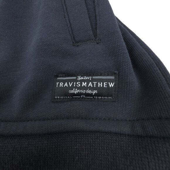 TRAVIS MATHEW Cavalry Knit Bomber Jacket Fleece Athleisure Normcore Preppy Navy - Picture 2 of 9